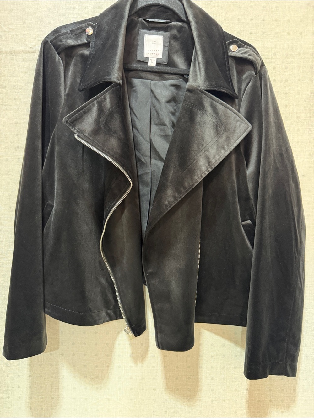 LC Lauren Conrad Black Suede Asymmetric Moto Jacket